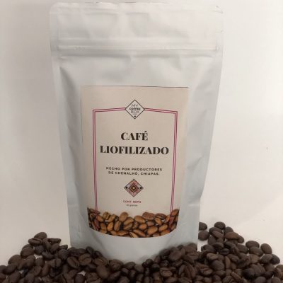 Café liofilizado orgánico bolsa de 60 gramos Chenalhó Chiapas Bolsa de café liofilizado de 60 gramos de productores de Chenalhó, Chiapas